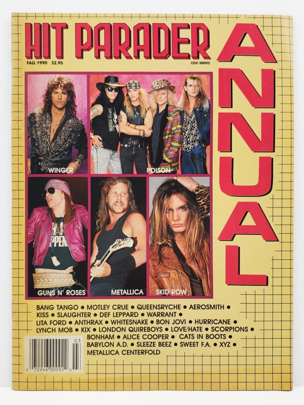 Hit Parader Magazine Annual VTG 1990 Metallica KISS Skid Row Guns N Roses Poison